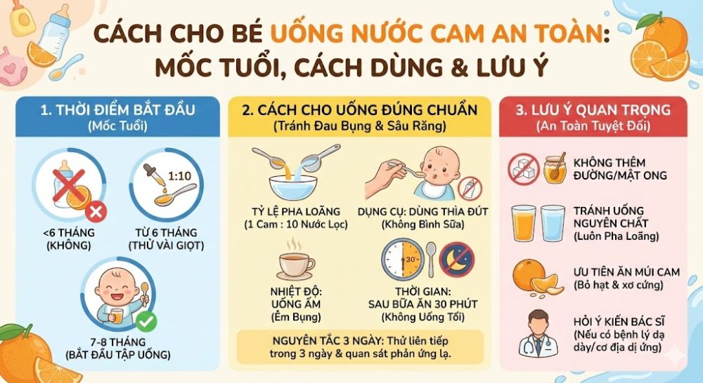 Cách cho uống nước cam đúng