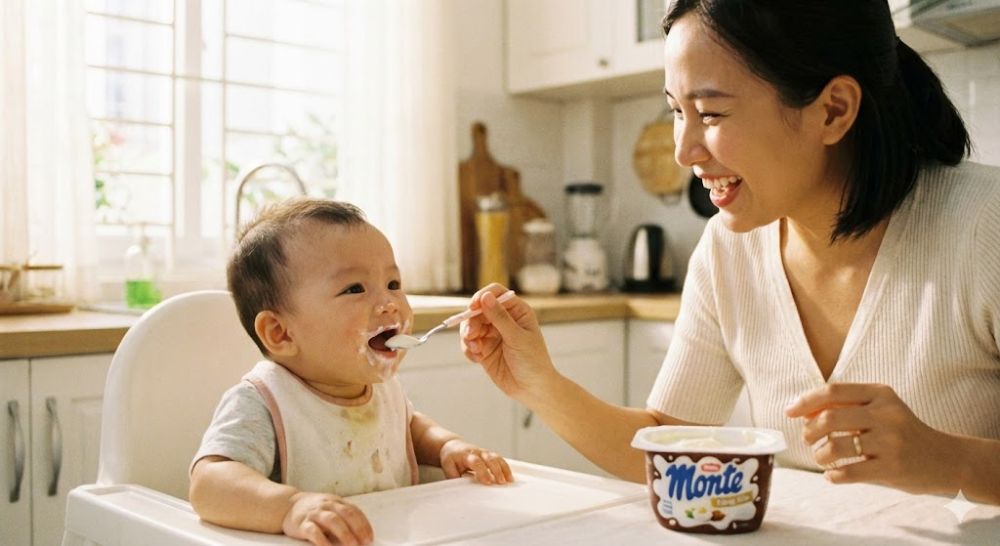 Chỉ nên cho bé 7 tháng thử váng sữa khi hệ tiêu hóa của con đã ổn định.