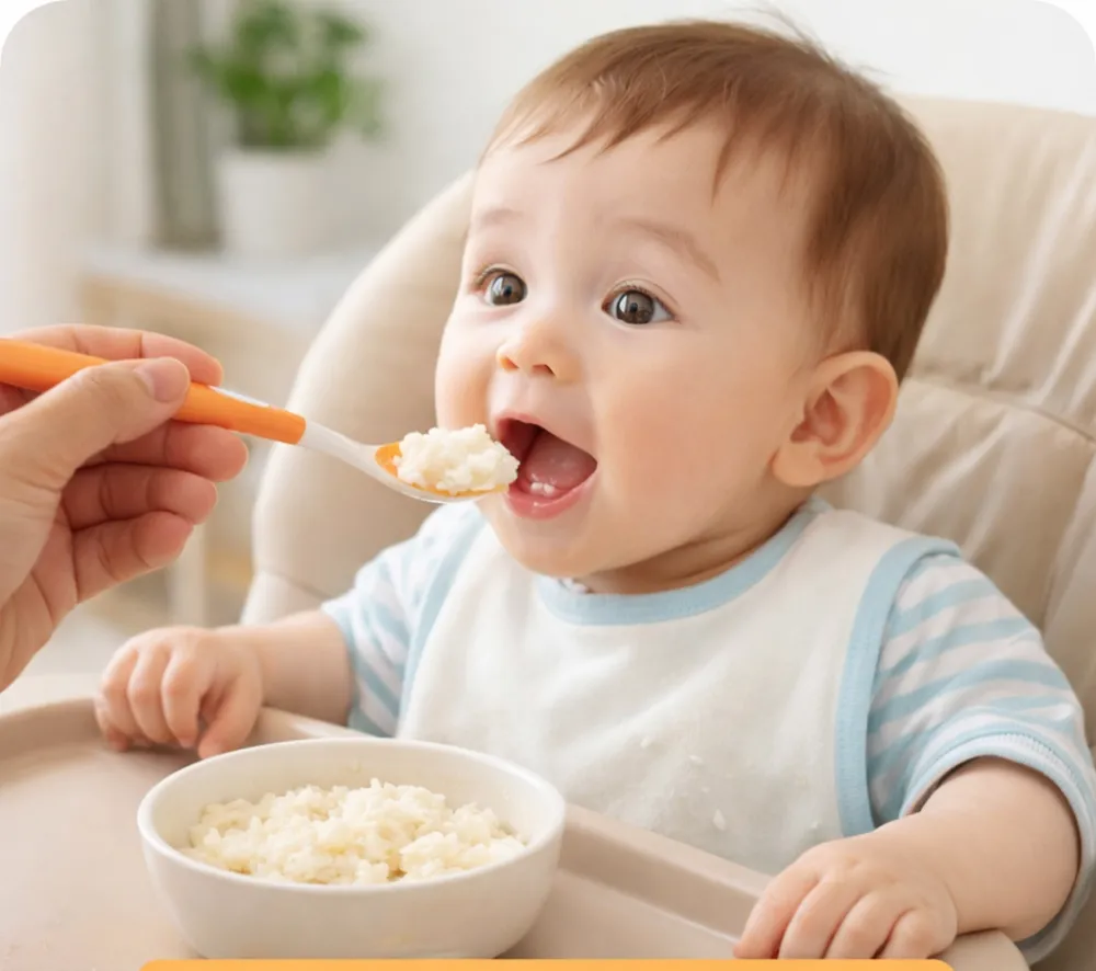Dấu hiệu bé 9 tháng sẵn sàng ăn cơm nát