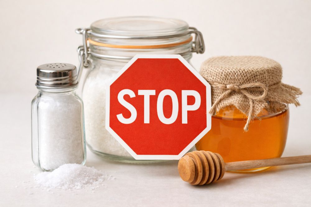 Tuyệt đối nói "KHÔNG" với muối, đường và mật ong trong thực đơn của trẻ dưới 1 tuổi
