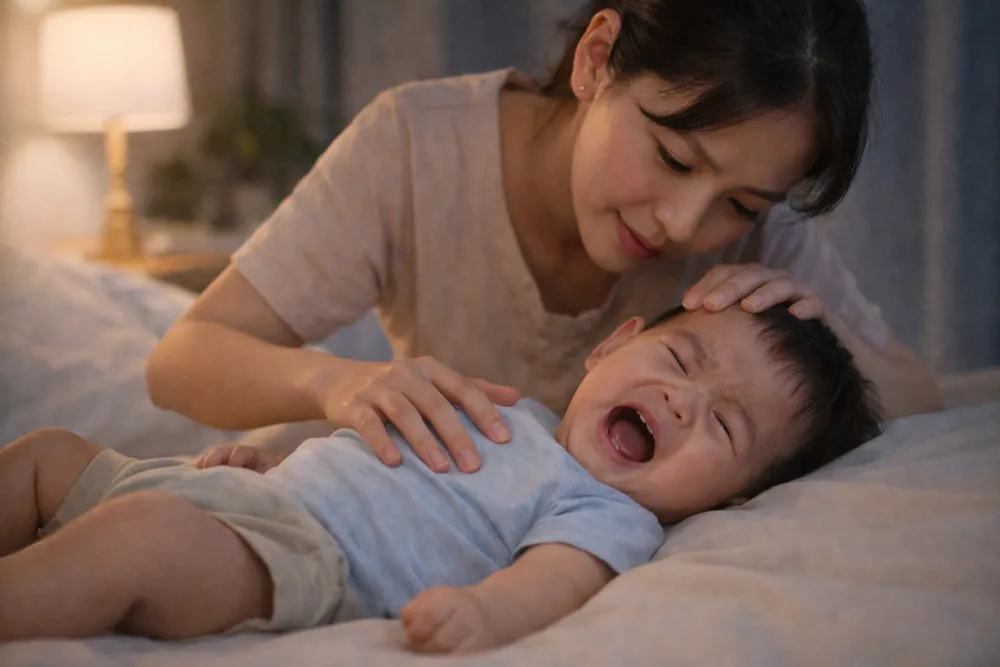 Môi trường ngủ và sự phát triển thể chất là nguyên nhân chính khiến trẻ 9 tháng khóc đêm.