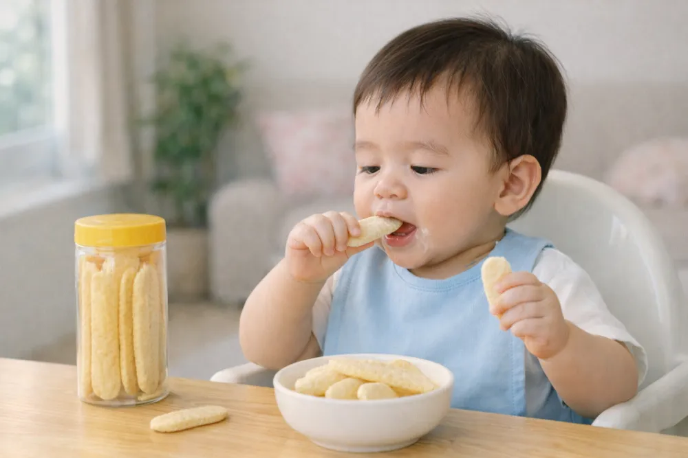 trẻ 9 tháng tuổi cần bổ sung bánh ăn dặm
