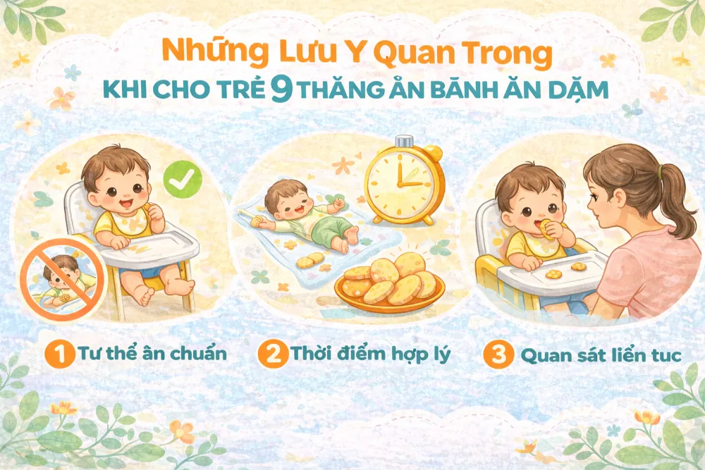 lưu ý quan trọng khi cho trẻ 9 tháng ăn bánh ăn dặm