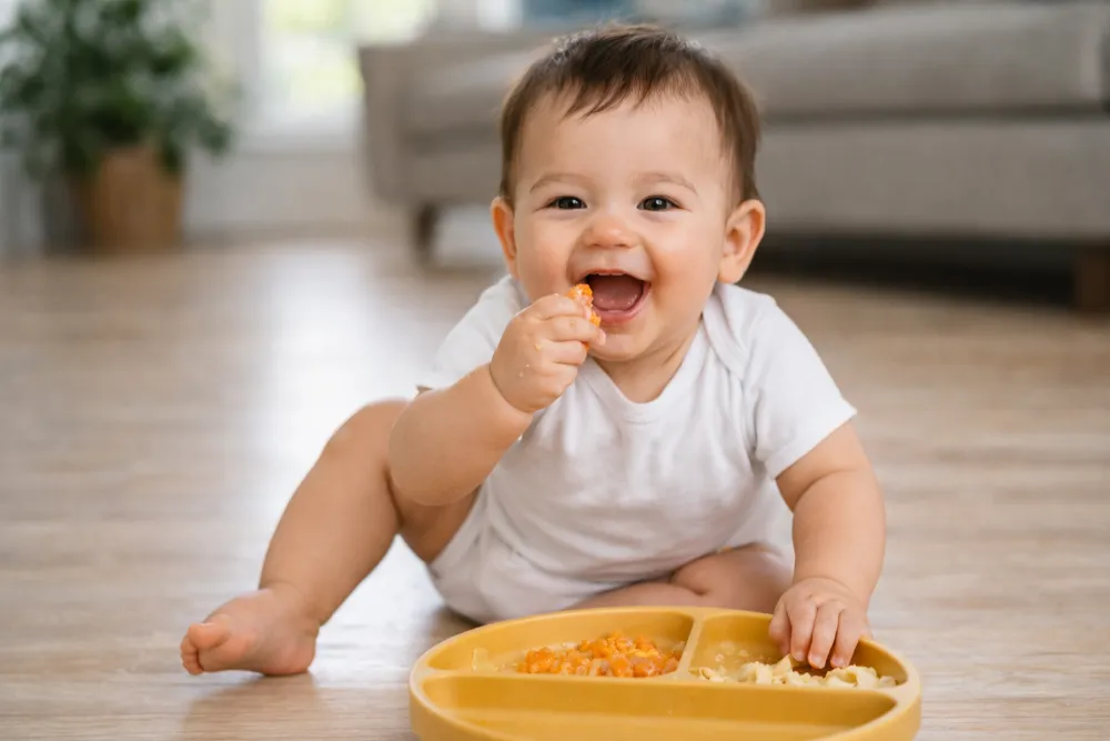 Bé vui vẻ, tiêu hóa tốt và đi ngoài phân mềm là dấu hiệu tuyệt vời cho thấy mẹ đã cung cấp lượng thịt chuẩn xác.