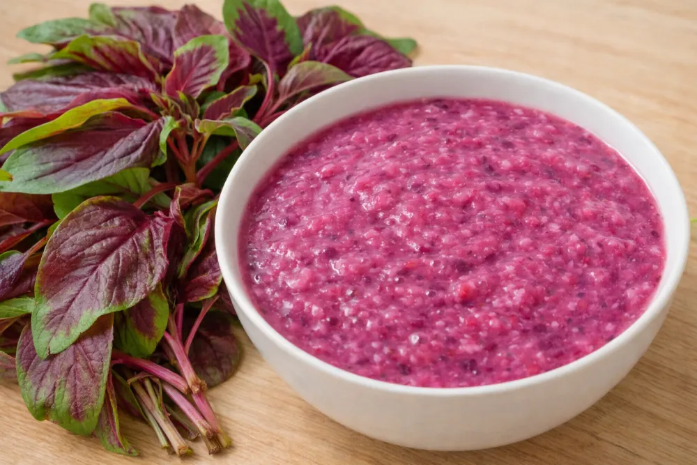 Rau dền đỏ chứa lượng sắt và canxi vượt trội, là lựa chọn tuyệt vời cho thực đơn ăn dặm giúp bé phát triển toàn diện.