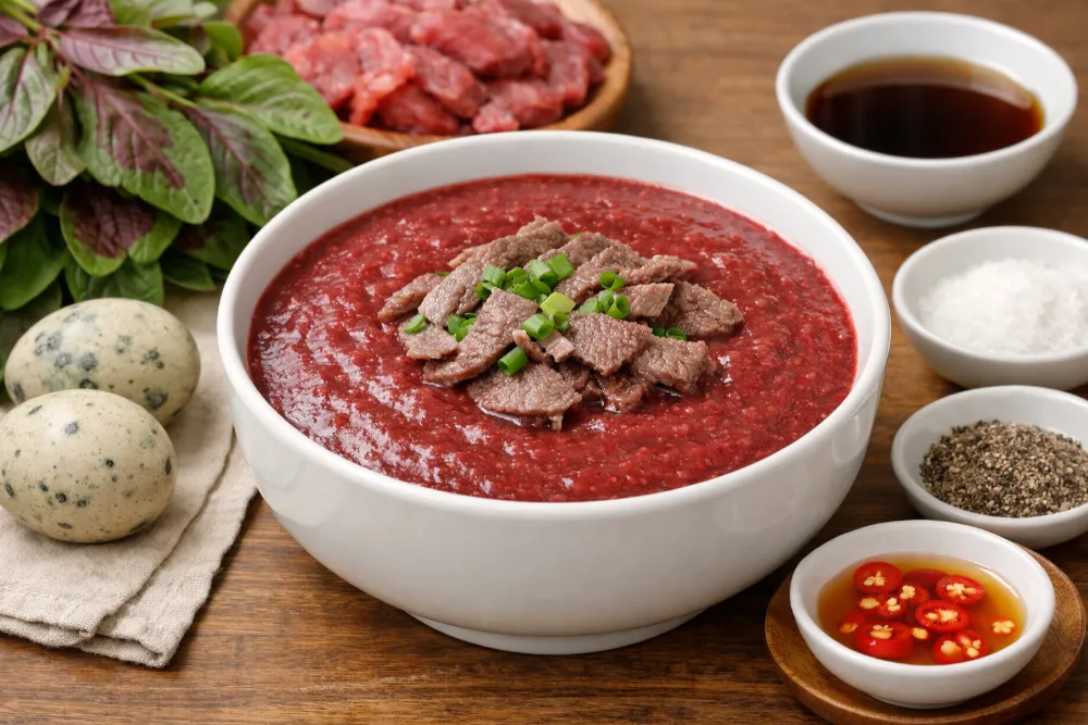 Cháo thịt bò rau dền