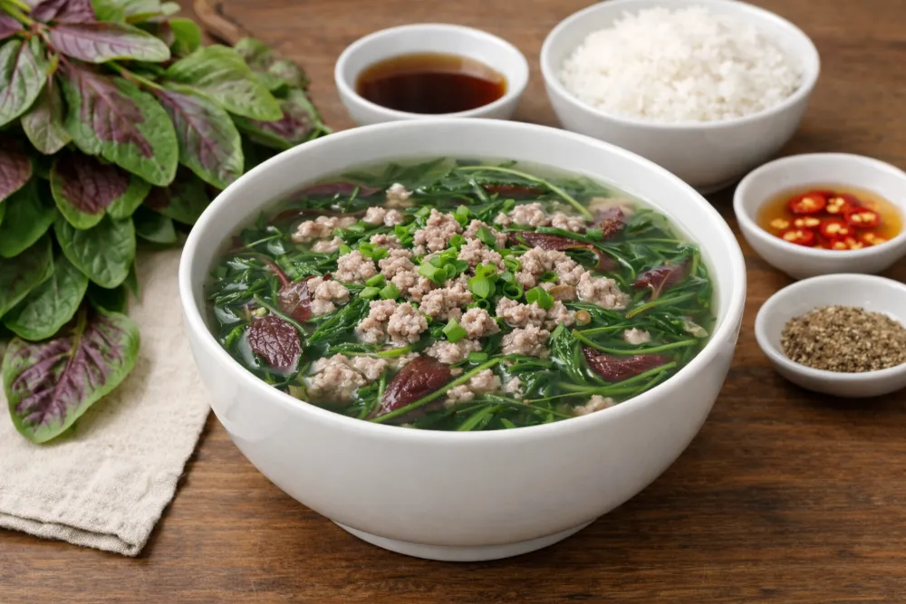 Canh rau dền thịt băm