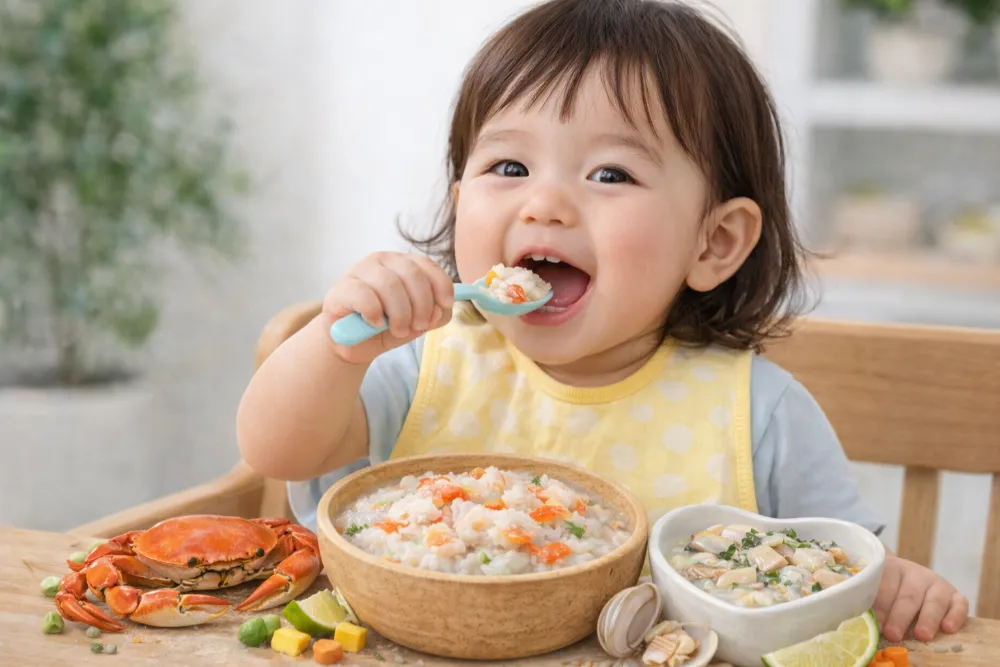 Bé mấy tháng ăn được hải sản