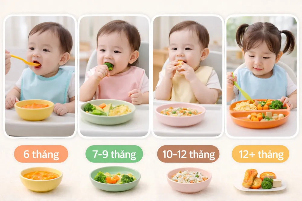 Cột mốc an toàn để tập cho bé ăn lòng trắng trứng là từ 9 tháng tuổi