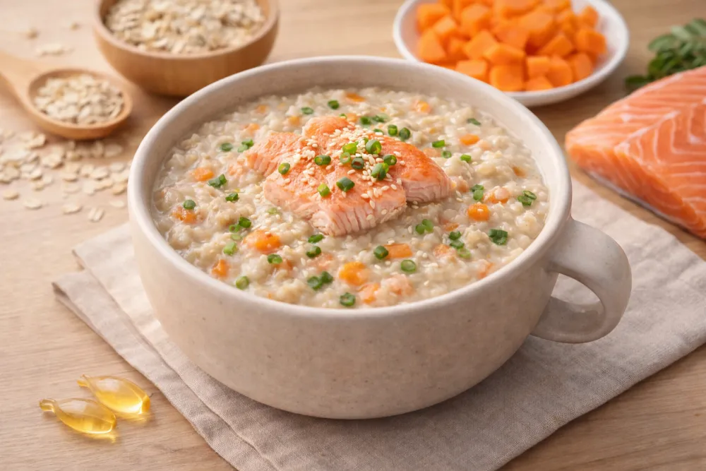Cháo yến mạch cá hồi