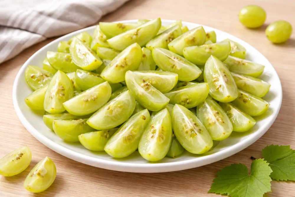 Luôn cắt dọc các loại quả tròn như nho hay cà chua bi để triệt tiêu nguy cơ tắc nghẽn đường thở.