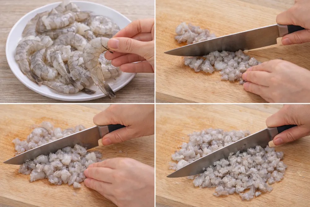 Rút chỉ lưng và làm chín tôm riêng trước khi nấu là bí quyết cốt lõi để cháo không bị tanh.