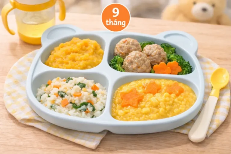 Khẩu phần ăn dặm của trẻ 9 tháng cần đảm bảo sự đa dạng và màu sắc để kích thích vị giác