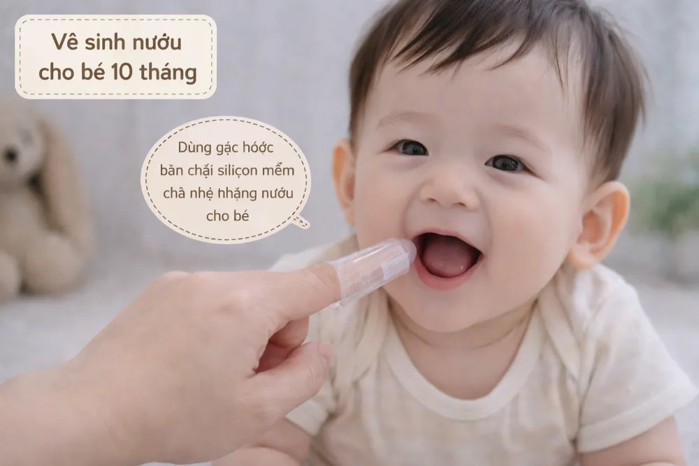 Vệ sinh nướu hàng ngày giúp loại bỏ vi khuẩn và tạo thói quen tốt cho trẻ.