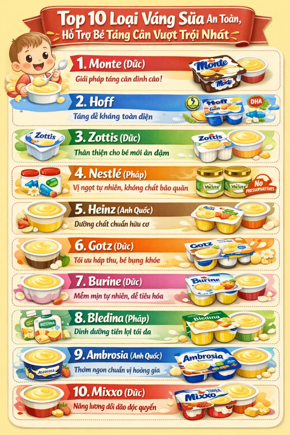 10 loại váng sữa an toàn