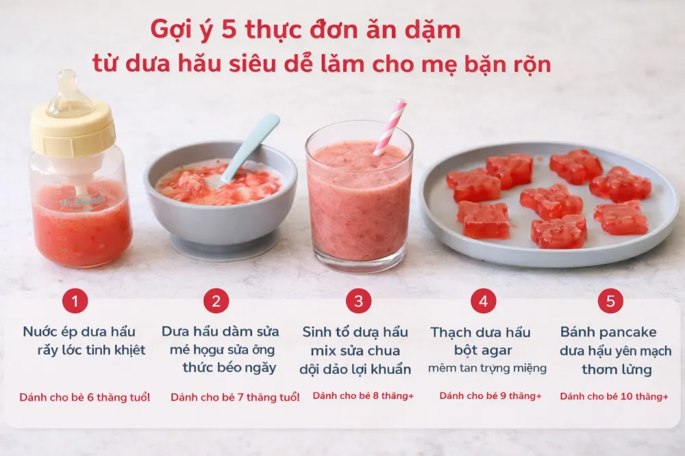 5 thực đơn ăn dặm từ dưa hấu