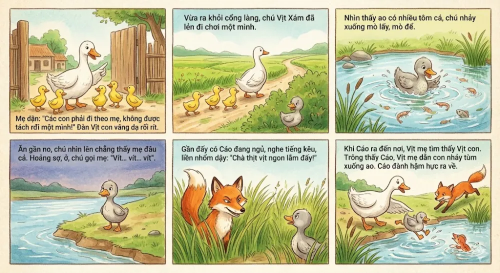 Vịt con không nghe lời mẹ
