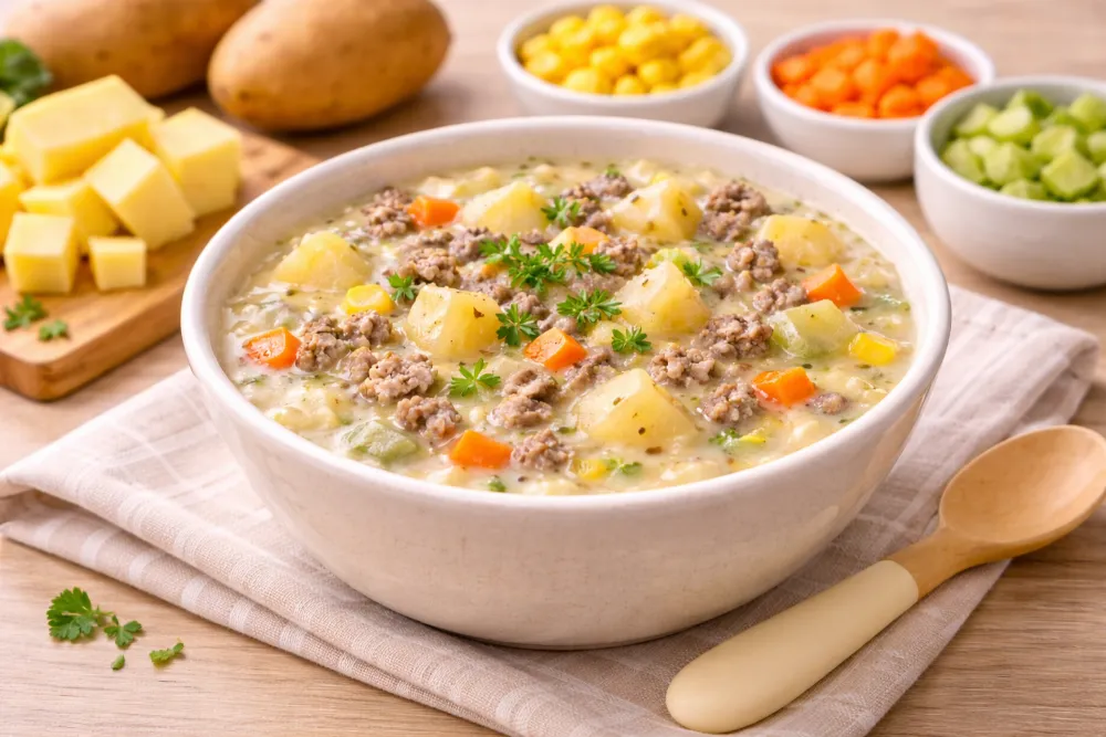 Súp khoai tây thịt bằm