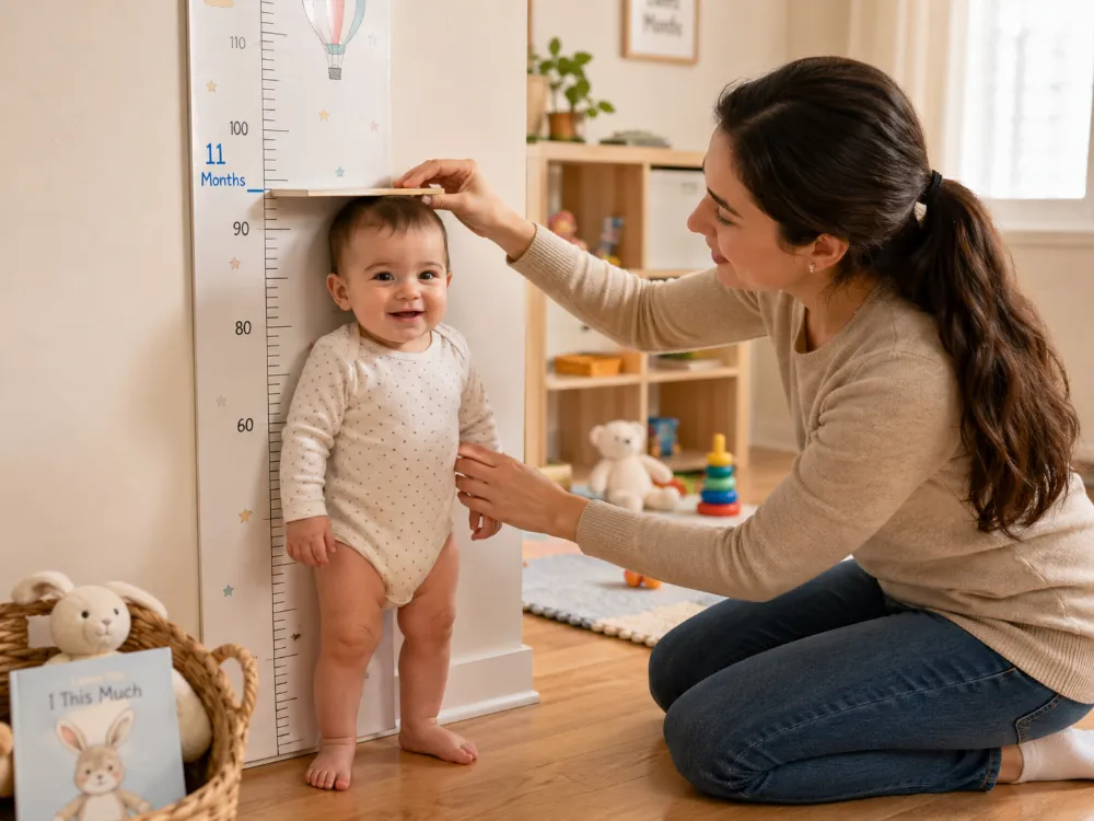 heo dõi chiều cao định kỳ hàng tháng giúp mẹ nắm bắt đà phát triển của con.