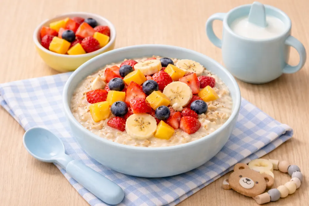 Yến mạch trộn trái cây là món ăn "cứu cánh" hoàn hảo cho những buổi sáng mẹ bận rộn.