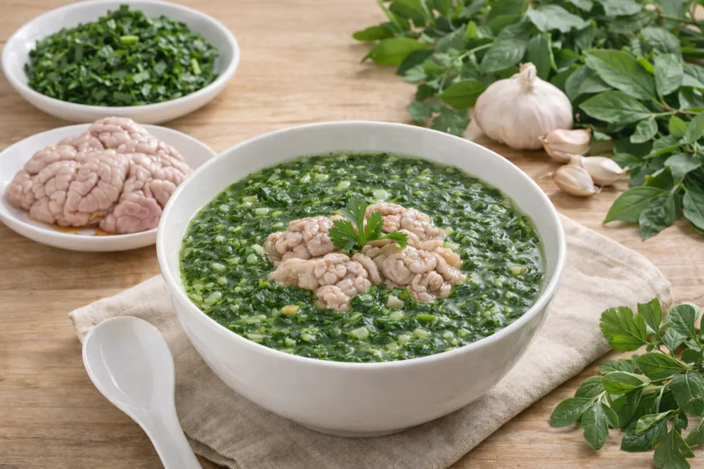 Cháo óc heo rau ngót