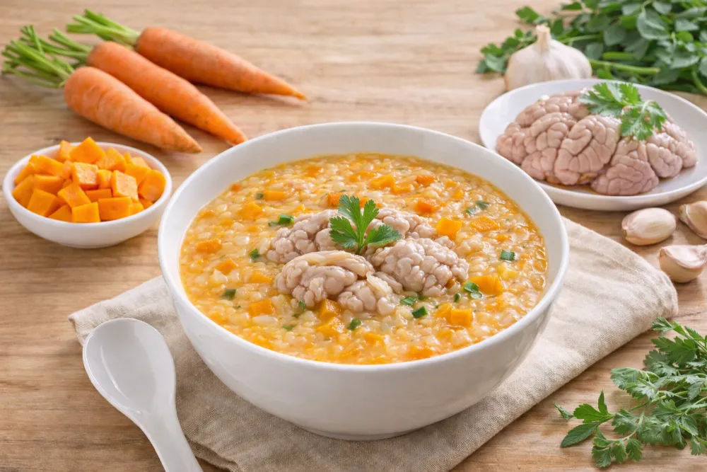 Cháo óc heo cà rốt