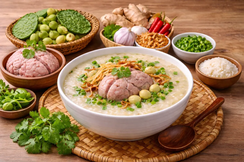 Cháo óc heo hạt sen