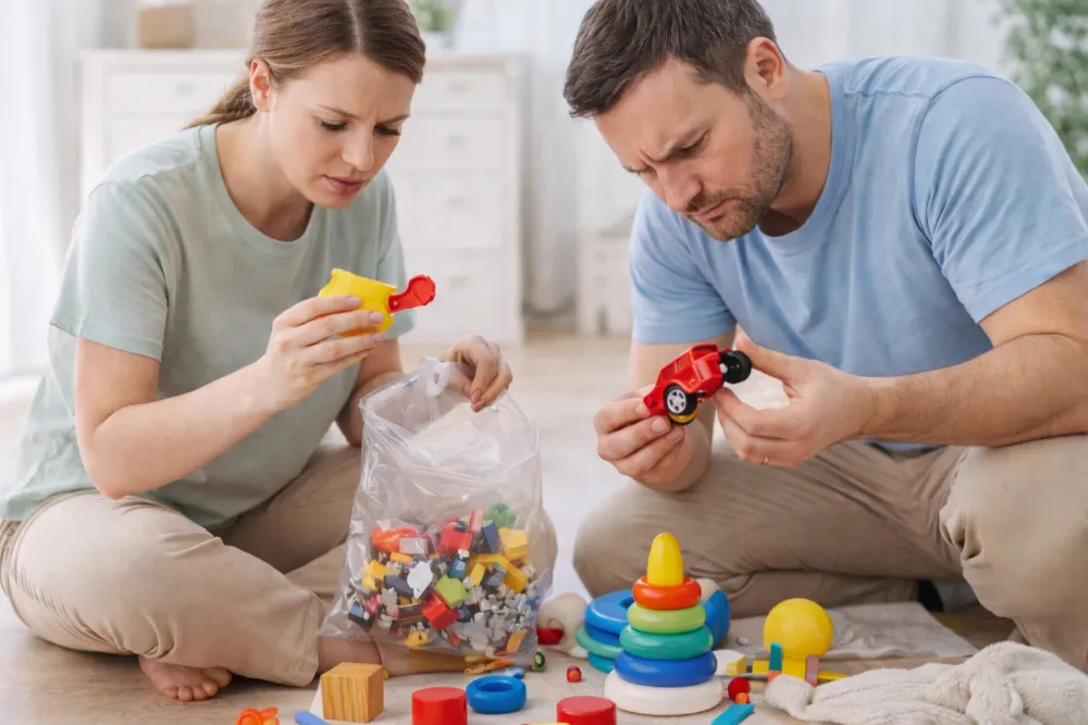 Ba mẹ cần thường xuyên kiểm tra và loại bỏ các đồ chơi hư hỏng, có mảnh vỡ nhỏ.