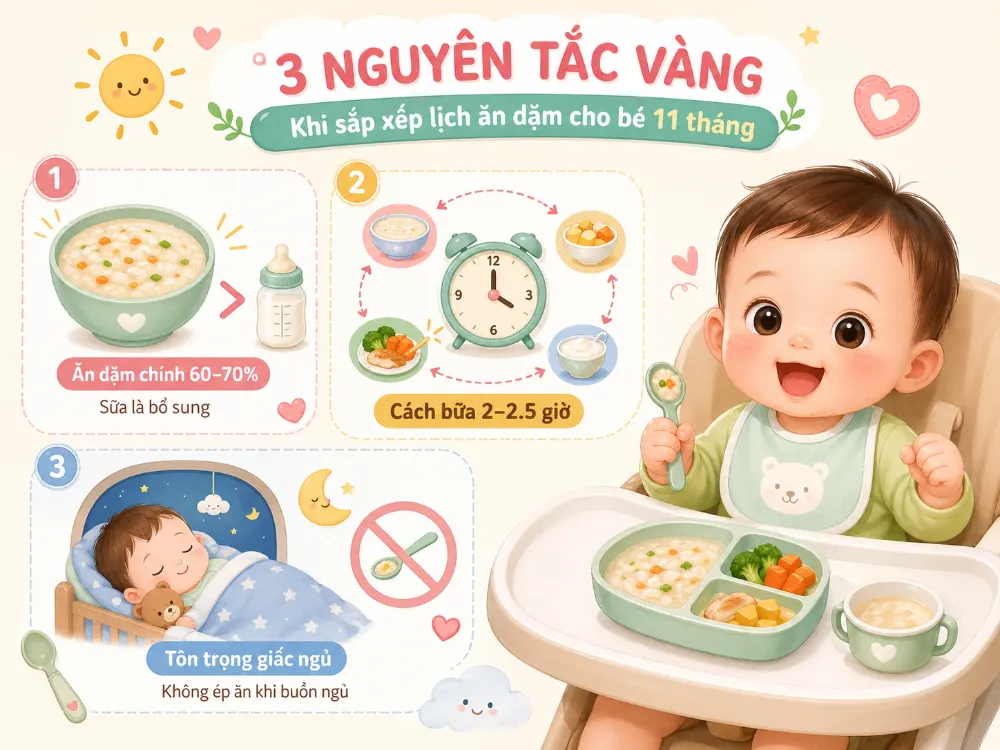 Nguyên tắc vàng khi sắp xếp lịch ăn dặm cho bé 11 tháng tuổi