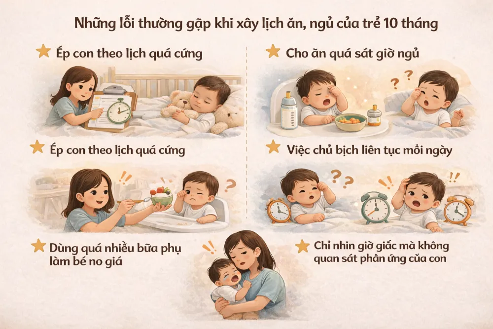 Ép con ăn ngủ theo lịch quá cứng nhắc có thể phản tác dụng, khiến bé cáu gắt.