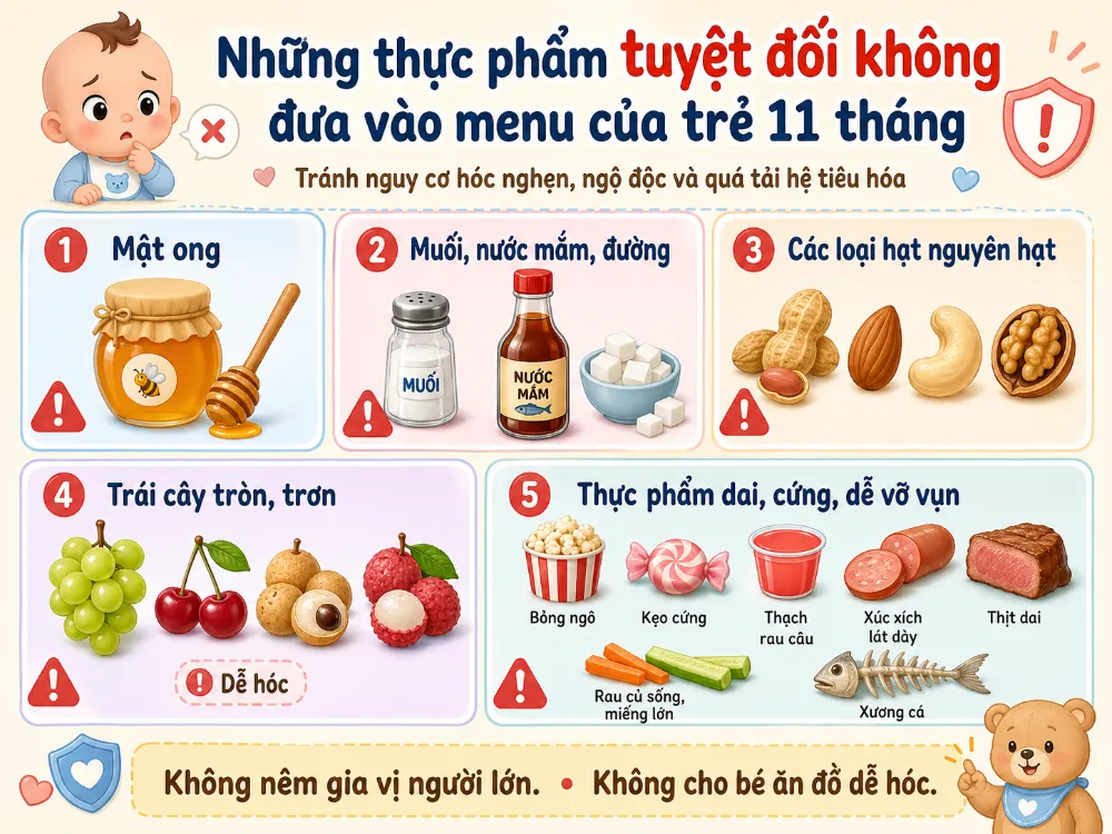 Những thực phẩm tuyệt đối không đưa vào menu của trẻ 11 tháng