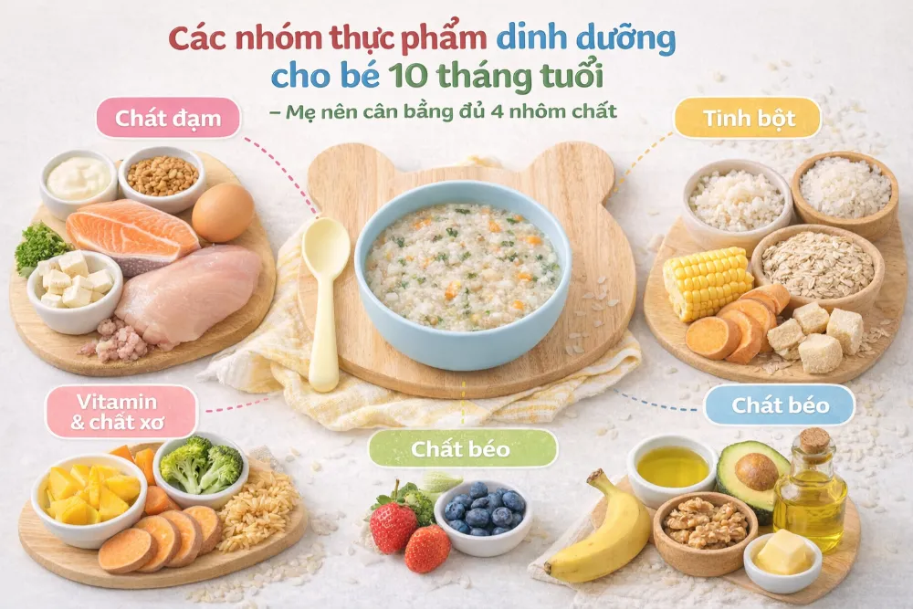 Các nhóm thực phẩm dinh dưỡng cho bé 10 tháng tuổi - Mẹ nên cân bằng đủ 4 nhóm chất