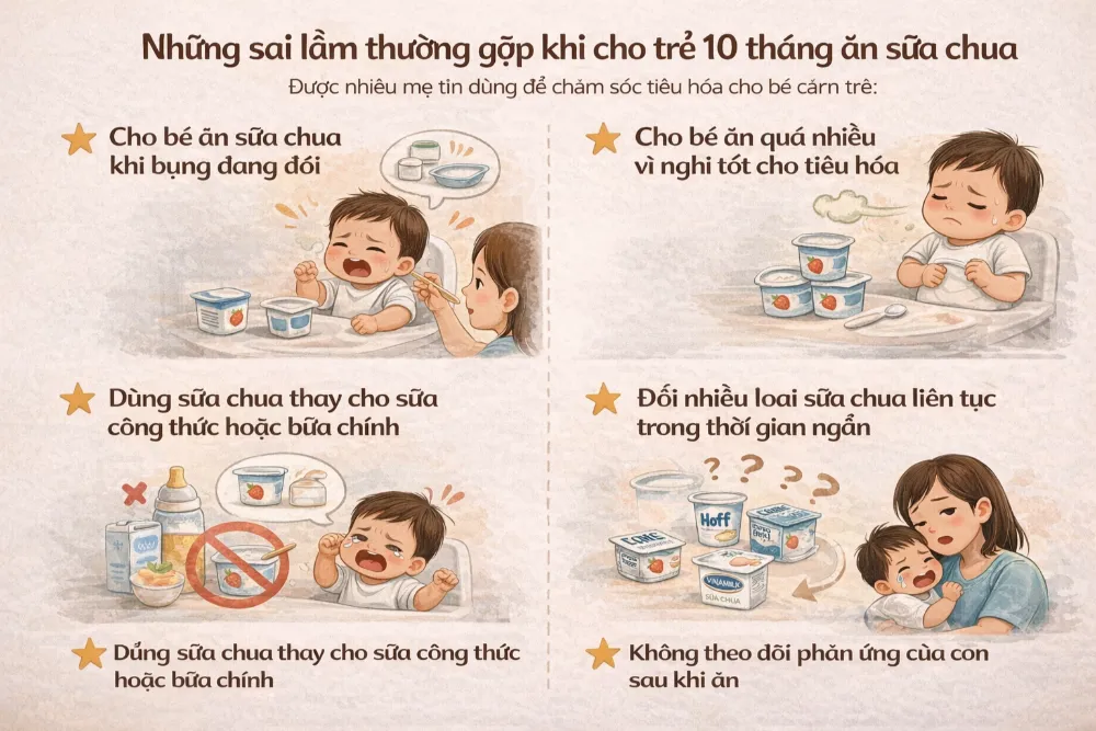 Những sai lầm thường gặp khi cho trẻ 10 tháng ăn sữa chua