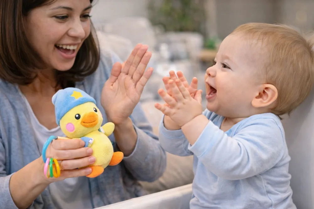 Sử dụng đồ chơi và những lời khen ngợi là động lực tuyệt vời để bé học kỹ năng vỗ tay.
