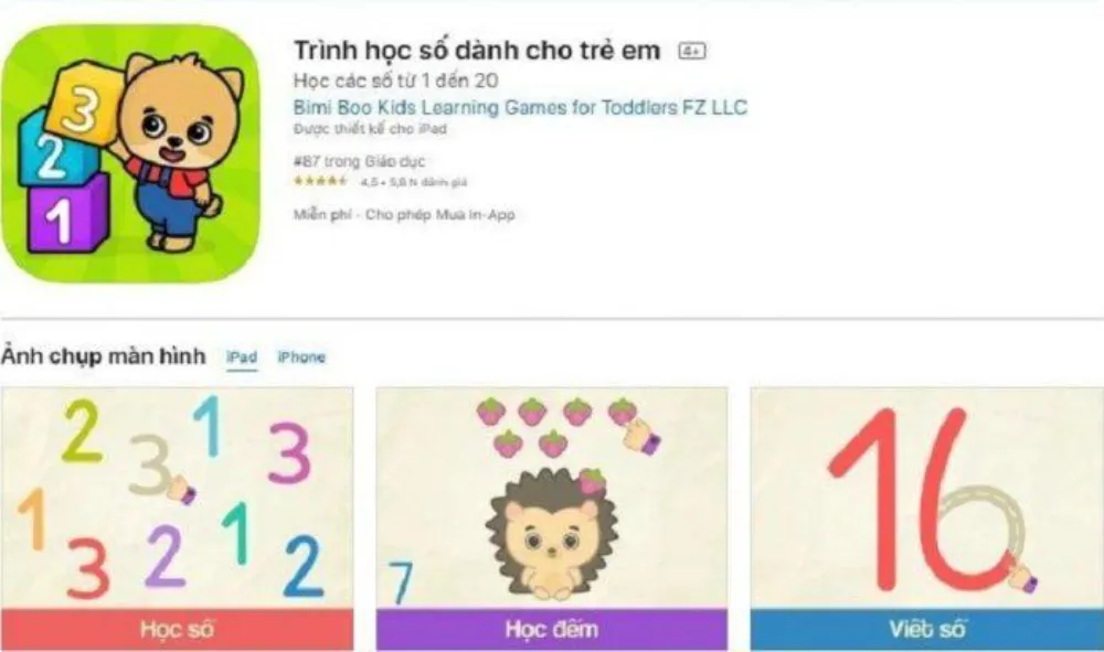 Kết hợp giữa hình ảnh bắt mắt và âm thanh giúp trẻ học đếm nhanh nhớ hơn.
