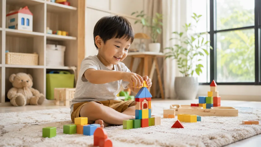 Đồ chơi xếp hình giúp trẻ 3-4 tuổi phát triển tư duy logic và nhận thức.