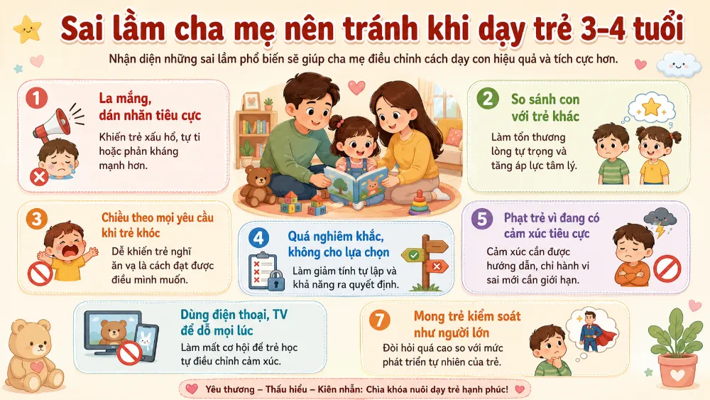 Sai lầm cha mẹ nên tránh khi dạy trẻ 3 4 tuổi