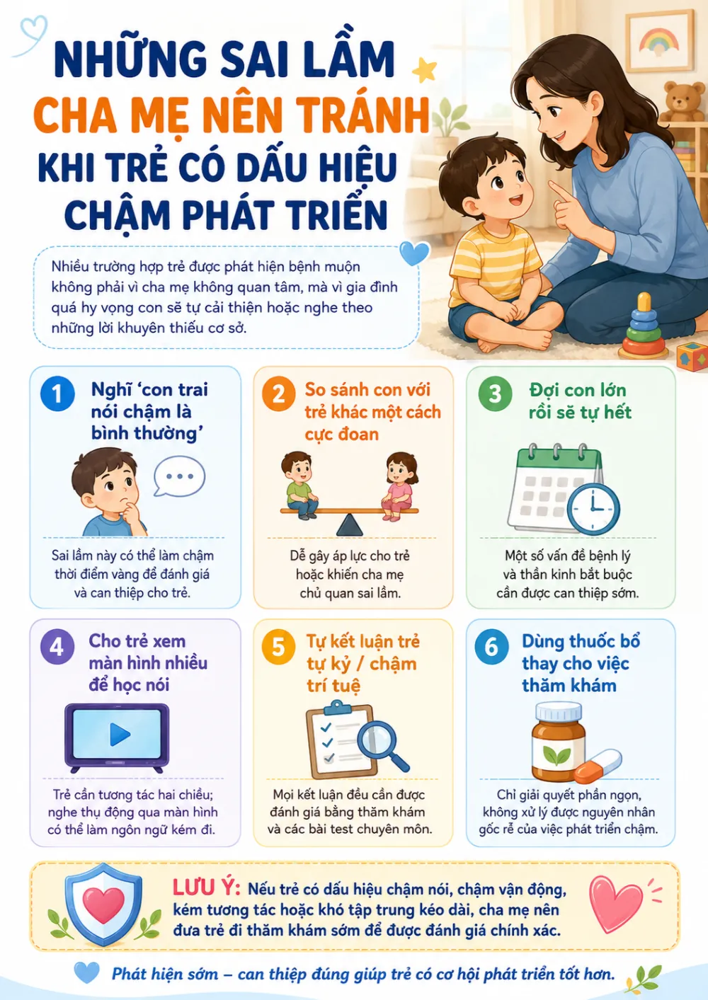 Những sai lầm cha mẹ nên tránh khi trẻ có dấu hiệu chậm phát triển