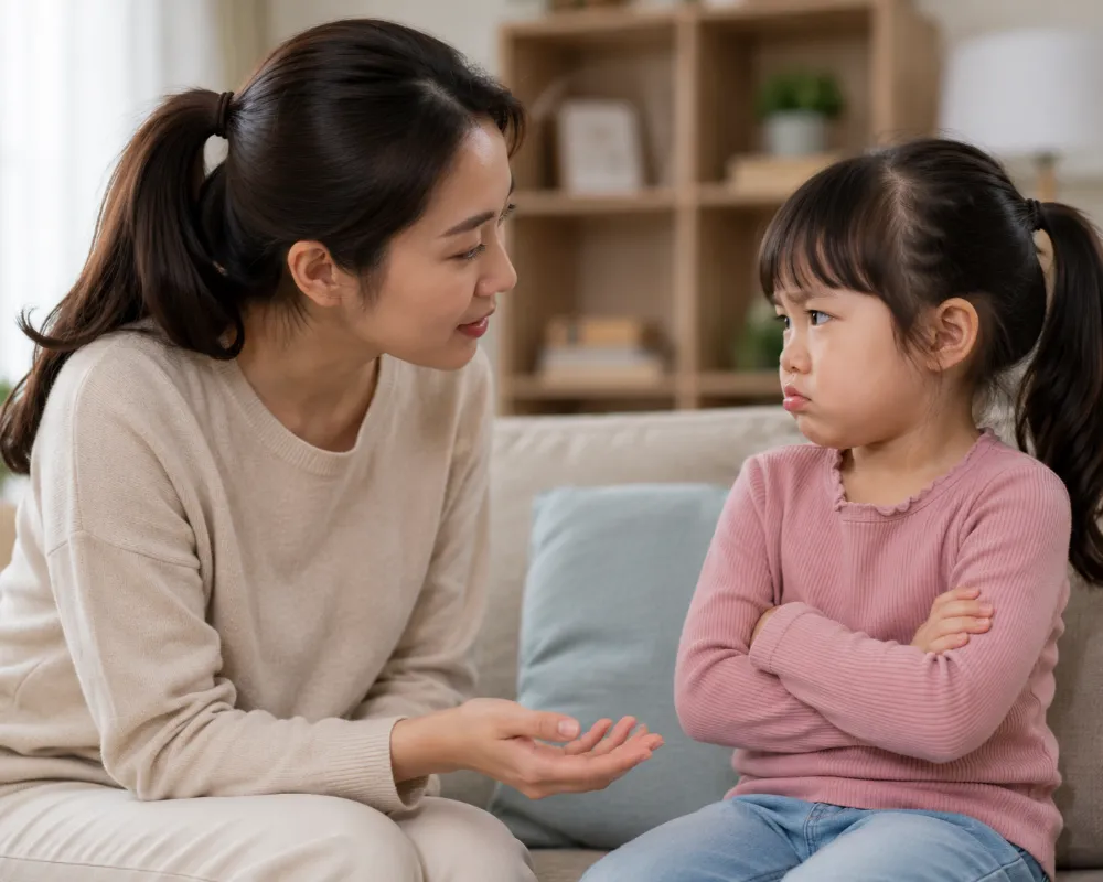 Giao tiếp nhẹ nhàng, tôn trọng giúp giải quyết cơn khủng khoảng của trẻ hiệu quả hơn la mắng.