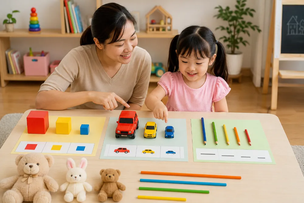 Cùng bé phân loại kích thước, độ dài của các món đồ chơi quen thuộc.