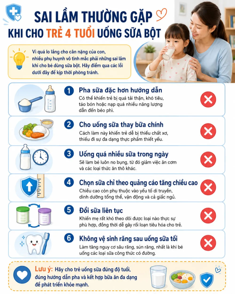 Sai lầm thường gặp khi cho trẻ 4 tuổi uống sữa bột