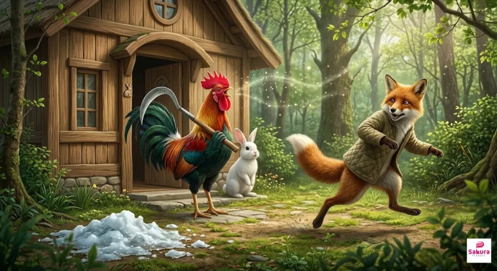 Truyện Cáo, Thỏ và Gà trống