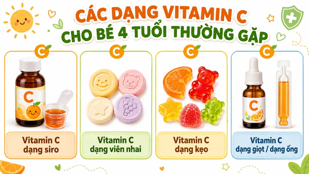 Các dạng vitamin C phổ biến trên thị trường cho bé