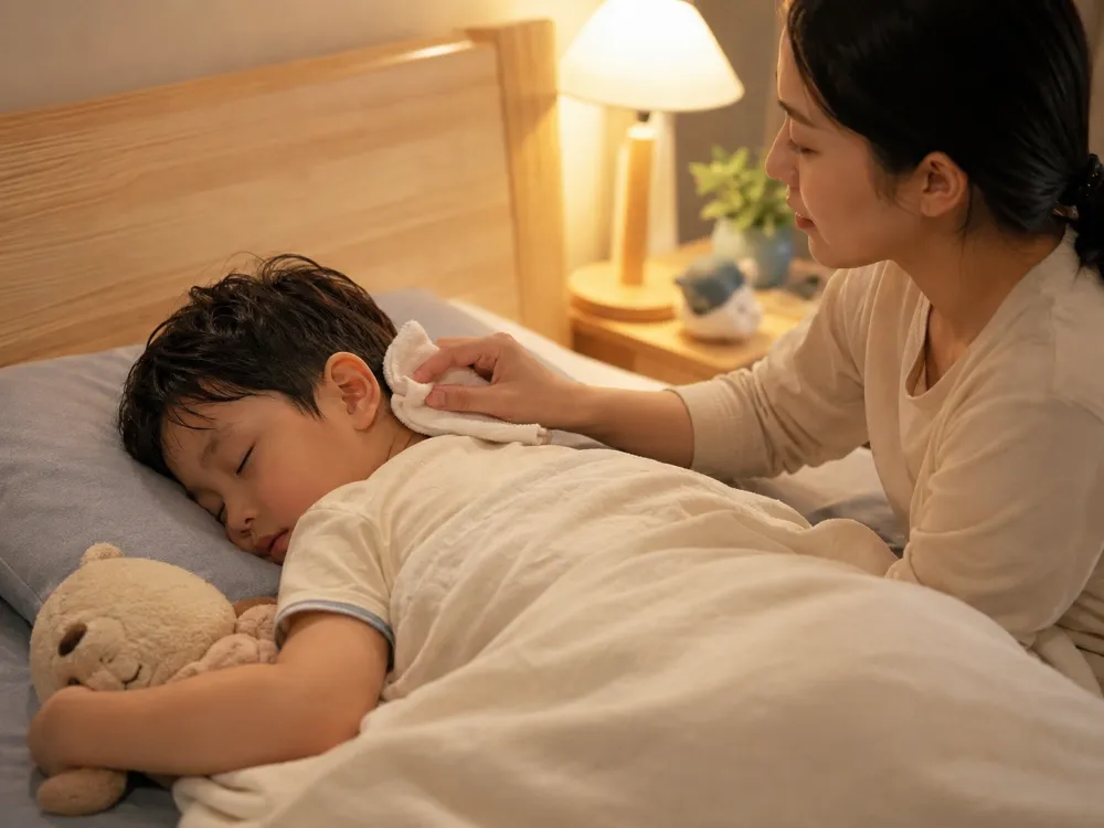 Giữ không gian ngủ thoáng mát và mặc đồ cotton giúp bé hạn chế tối đa tình trạng đổ mồ hôi.