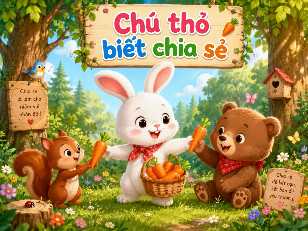 Chú thỏ biết chia sẻ