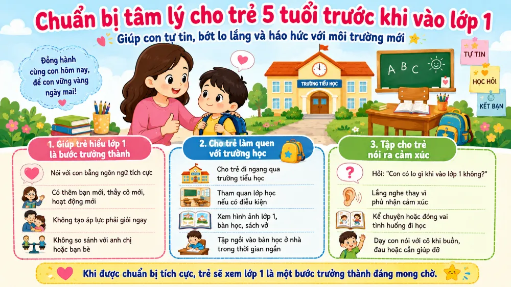Chuẩn bị tâm lý cho trẻ 5 tuổi trước khi vào lớp 1