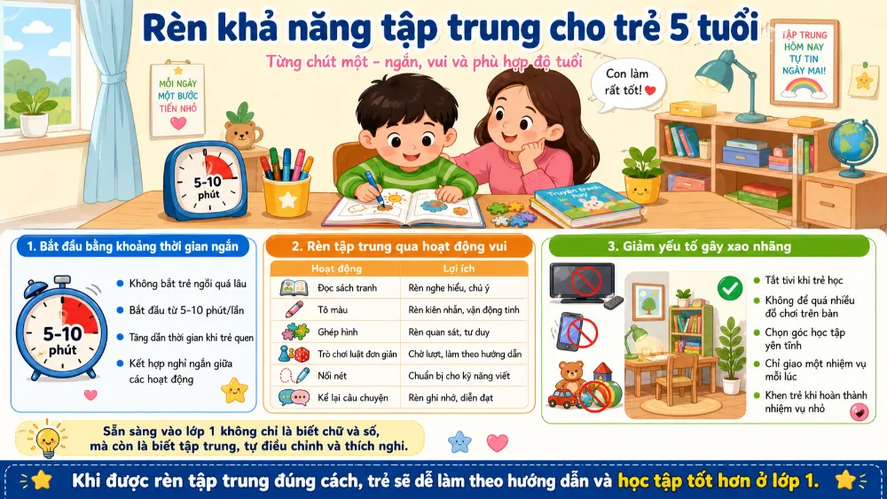 Rèn khả năng tập trung cho trẻ 5 tuổi