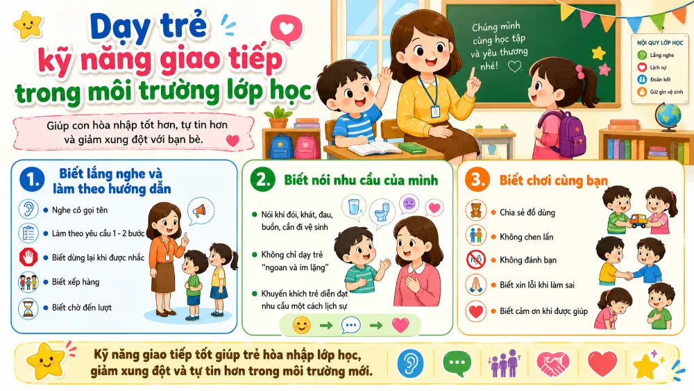 Dạy trẻ kỹ năng giao tiếp trong môi trường lớp học
