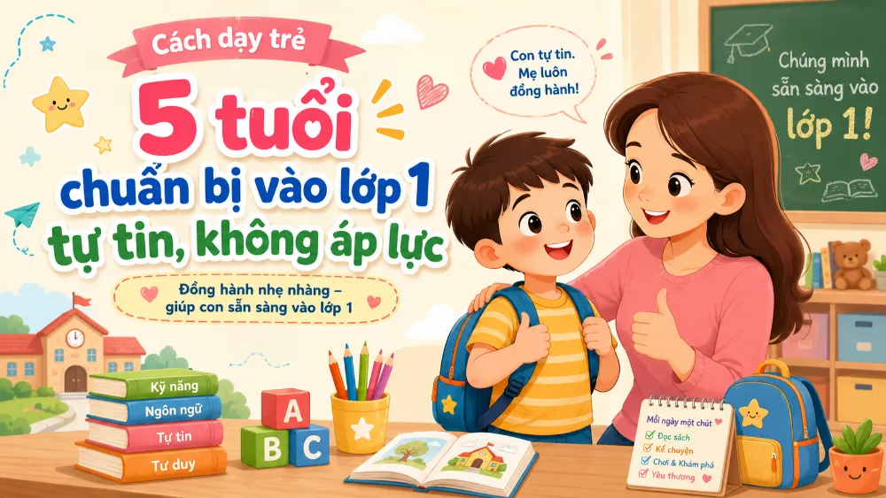 Cách dạy trẻ 5 tuổi chuẩn bị vào lớp 1 tự tin, không áp lực