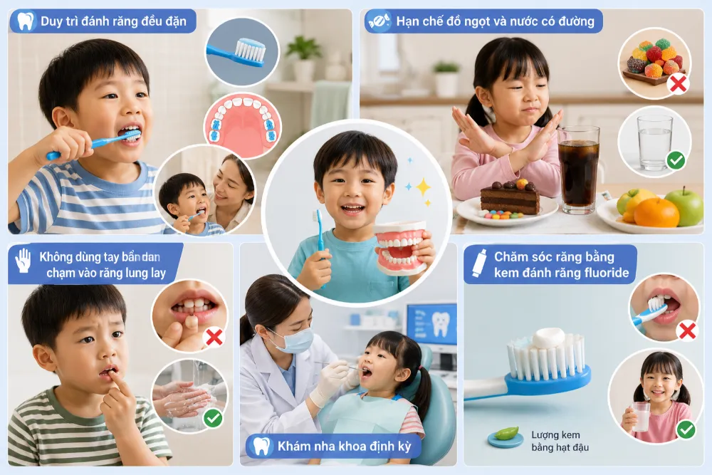 Cách chăm sóc răng miệng cho trẻ 5 tuổi khi thay răng